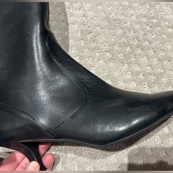 Browns tall blk leather boots brand new never worn sz8.5 zipper in back - Picture 10 of 12